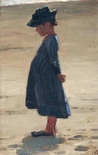 Peder Severin Kroyer Little girl standing on Skagen's southern Beach France oil painting art